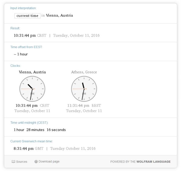 WolframAlpha time